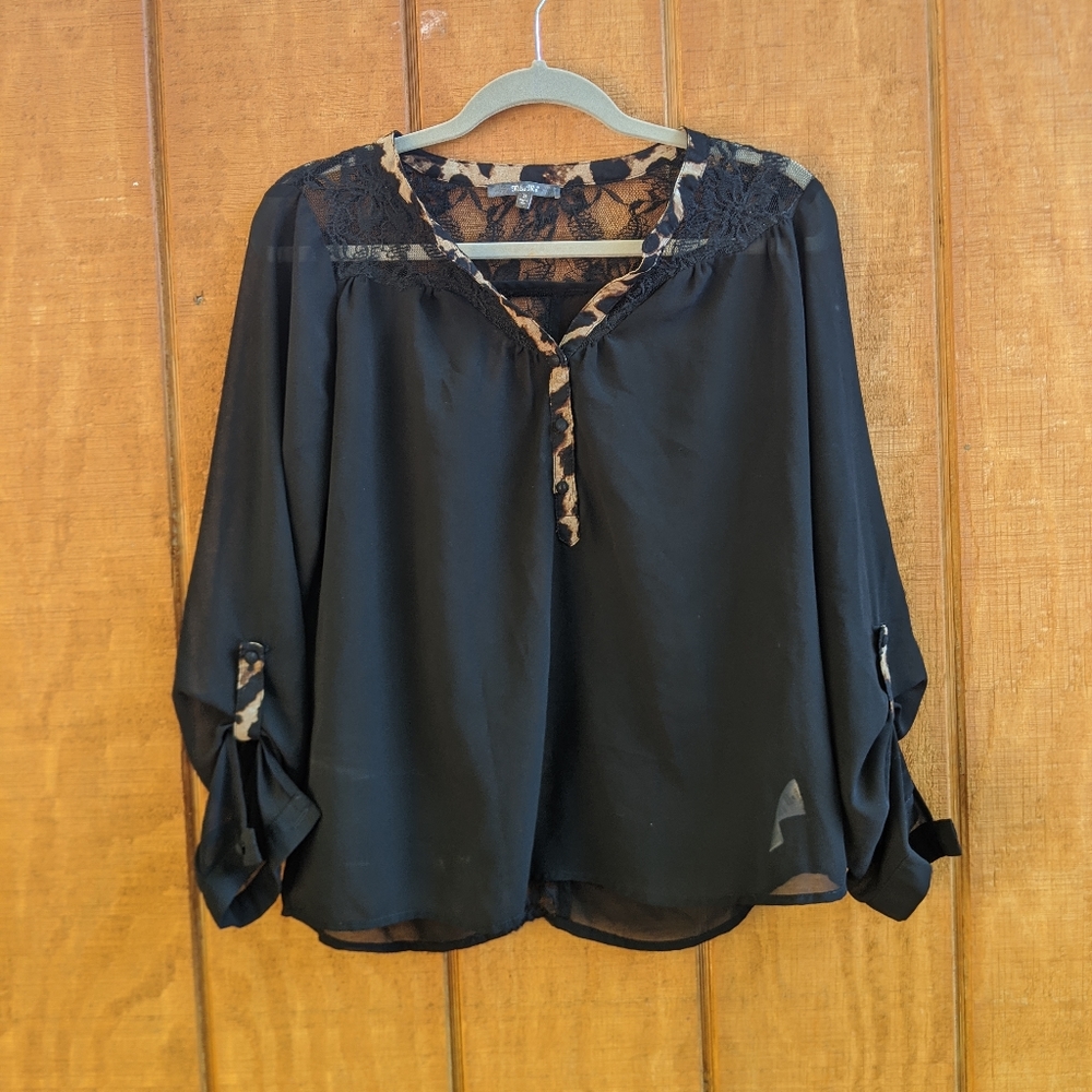 Miss Me sheer long sleeve top